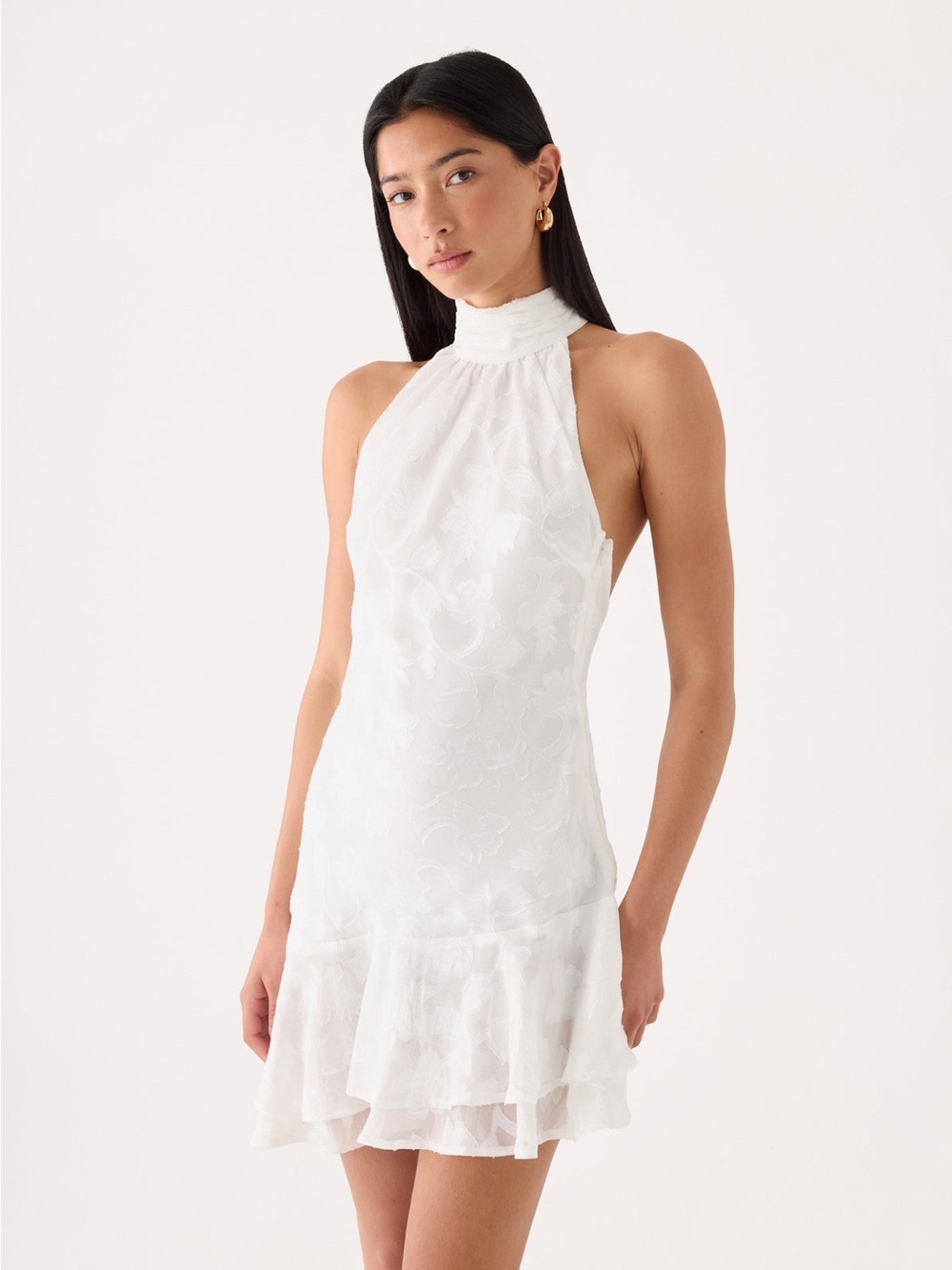 Recents Mini Dress
Floral Halterneck Mini Dress in White